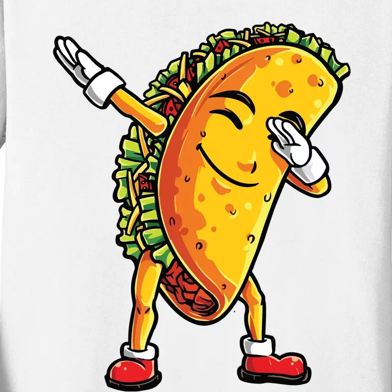 Dabbing Taco Cinco De Mayo Funny Mexican Dab Kids Long Sleeve Shirt