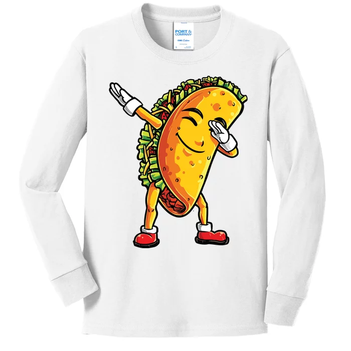 Dabbing Taco Cinco De Mayo Funny Mexican Dab Kids Long Sleeve Shirt