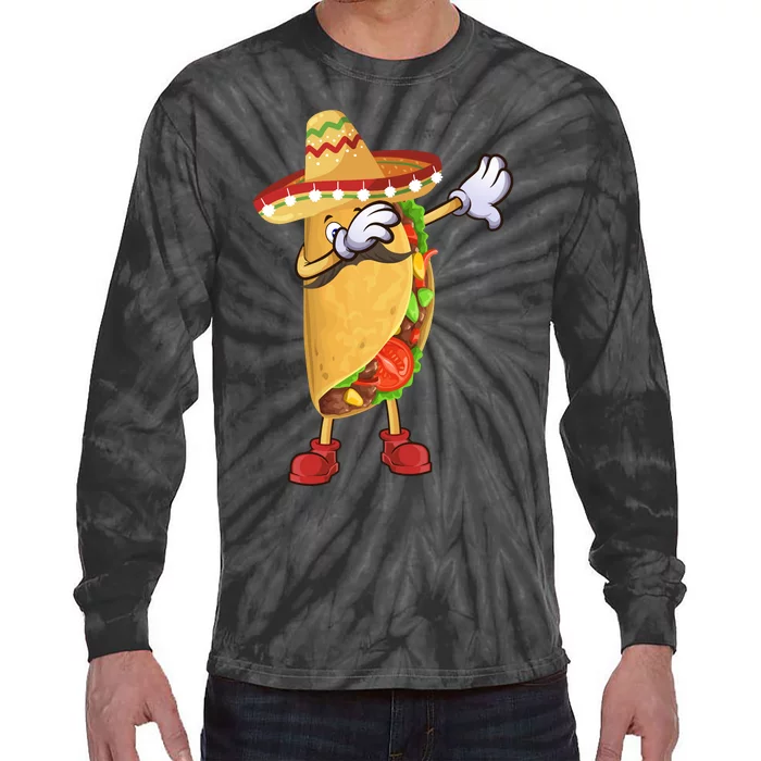 Dabbing Taco Cinco De Mayo Celebration Tie-Dye Long Sleeve Shirt