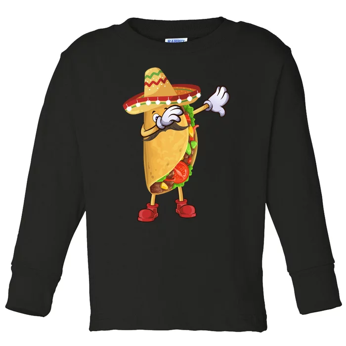 Dabbing Taco Cinco De Mayo Celebration Toddler Long Sleeve Shirt