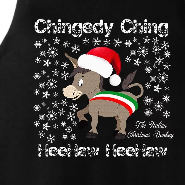 Dominick The Christmas Donkey Italian Christmas Donkey Ladies Tri-Blend Wicking Tank