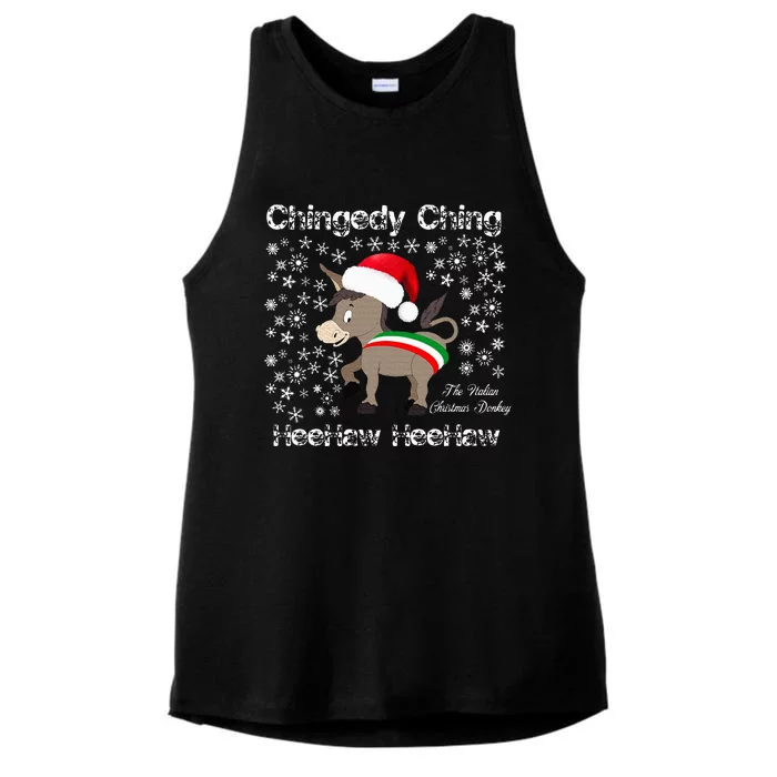 Dominick The Christmas Donkey Italian Christmas Donkey Ladies Tri-Blend Wicking Tank