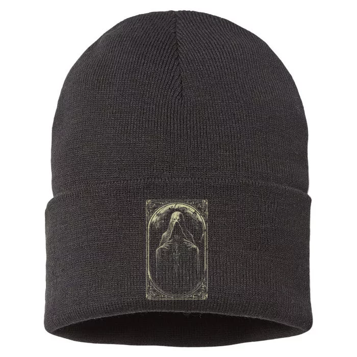 Death Tarot Card Halloween Sustainable Knit Beanie