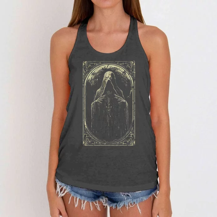 Death Tarot Card Halloween Women's Knotted Racerback Tank