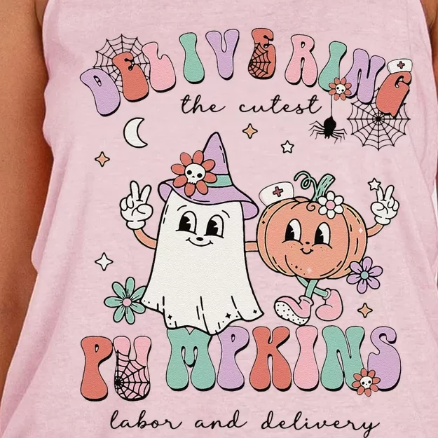 Delivering The Cutest Pumpkins Labor And Delivery L&D Nurse Women's Knotted Racerback Tank