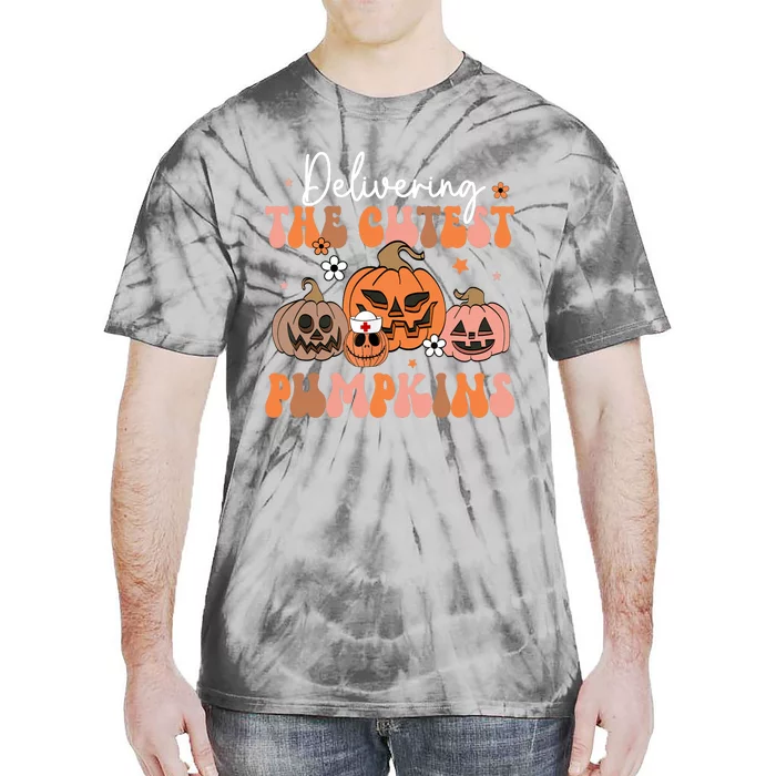 Delivering The Cutest Pumpkin Labor Delivery Nurse Halloween Tie-Dye T-Shirt