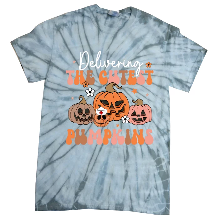 Delivering The Cutest Pumpkin Labor Delivery Nurse Halloween Tie-Dye T-Shirt