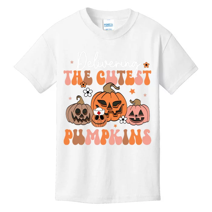 Delivering The Cutest Pumpkin Labor Delivery Nurse Halloween Kids T-Shirt