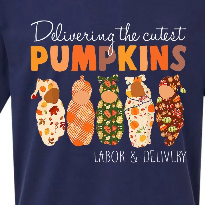 Delivering The Cutest Pumpkins Labor & Delivery Nurse Fall Sueded Cloud Jersey T-Shirt