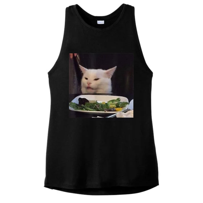 Dinner Table Cat Meme Funny Internet Yelling Confused Gift TShirt Ladies Tri-Blend Wicking Tank