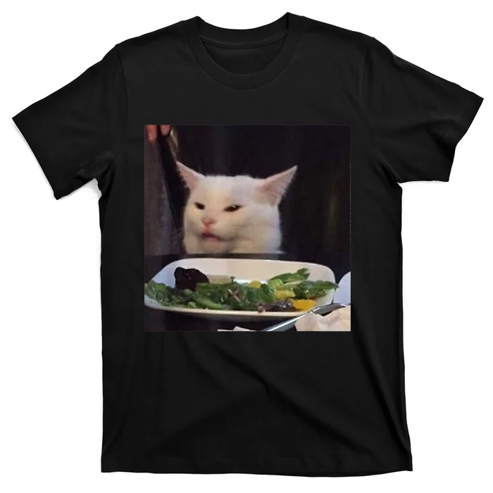 Dinner Table Cat Meme Funny Internet Yelling Confused Gift TShirt T-Shirt