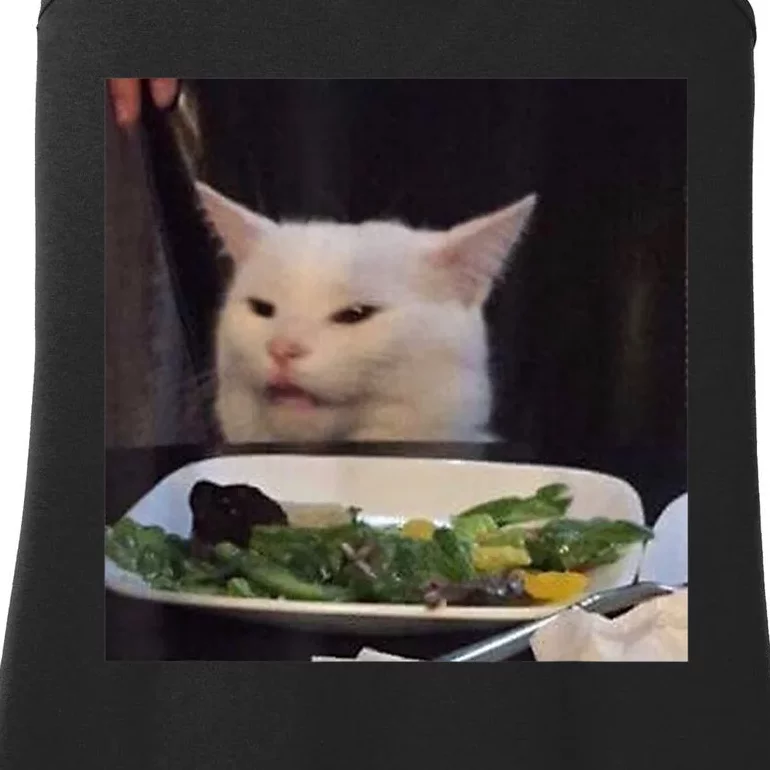 Dinner Table Cat Meme Funny Internet Yelling Confused Gift TShirt Ladies Essential Tank