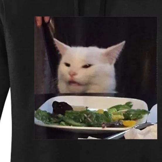 Dinner Table Cat Meme Funny Internet Yelling Confused Gift TShirt Women's Pullover Hoodie