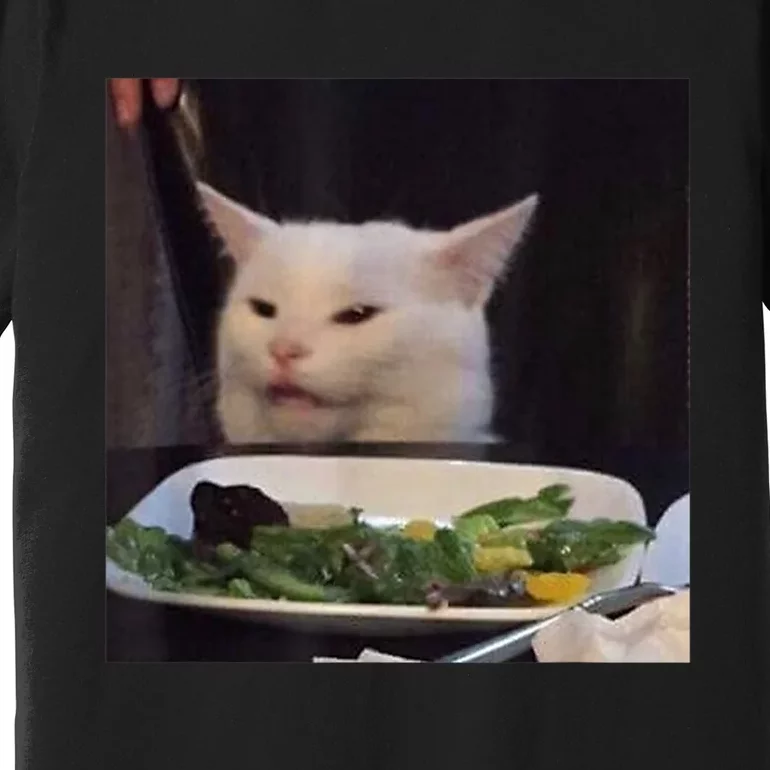 Dinner Table Cat Meme Funny Internet Yelling Confused Gift TShirt Premium T-Shirt