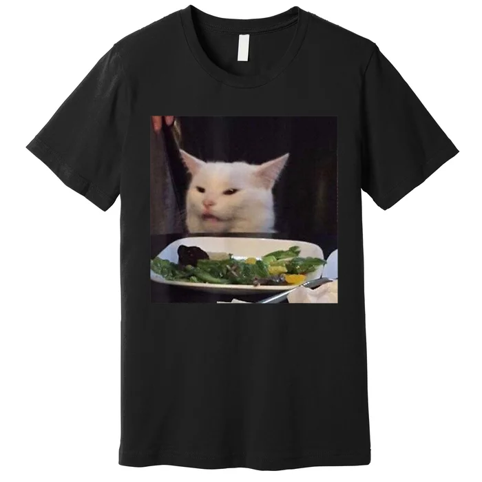 Dinner Table Cat Meme Funny Internet Yelling Confused Gift TShirt Premium T-Shirt