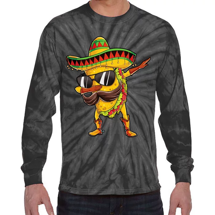 Dabbing Taco Cinco De Mayo Mexican Food Sombrero Tie-Dye Long Sleeve Shirt