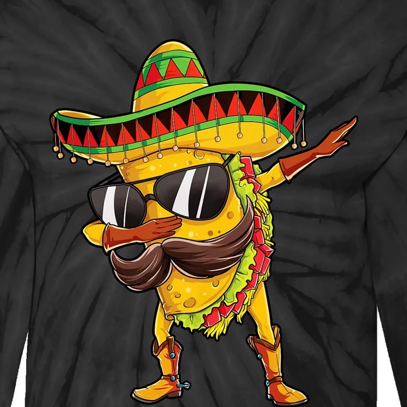 Dabbing Taco Cinco De Mayo Mexican Food Sombrero Tie-Dye Long Sleeve Shirt