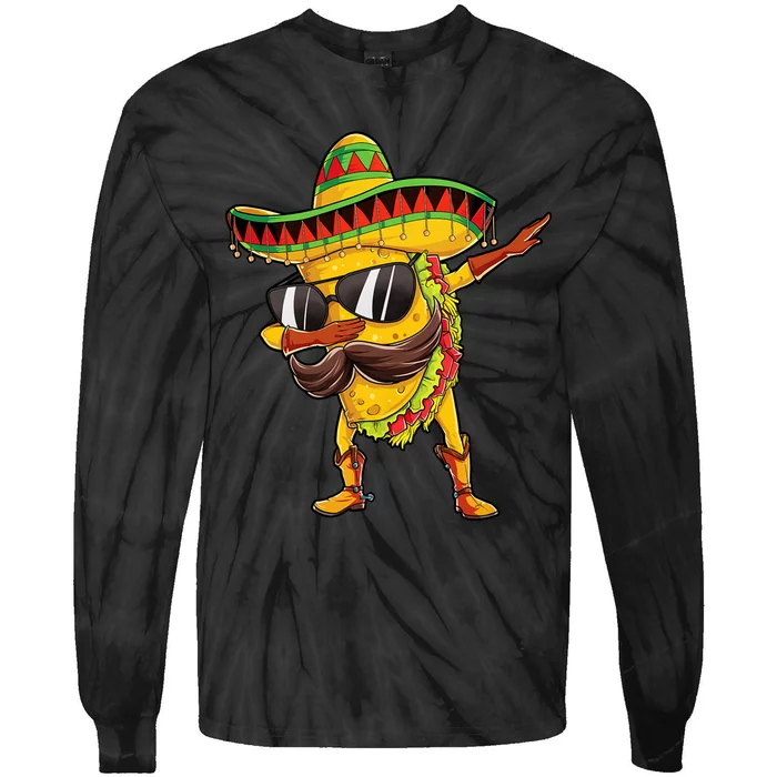 Dabbing Taco Cinco De Mayo Mexican Food Sombrero Tie-Dye Long Sleeve Shirt