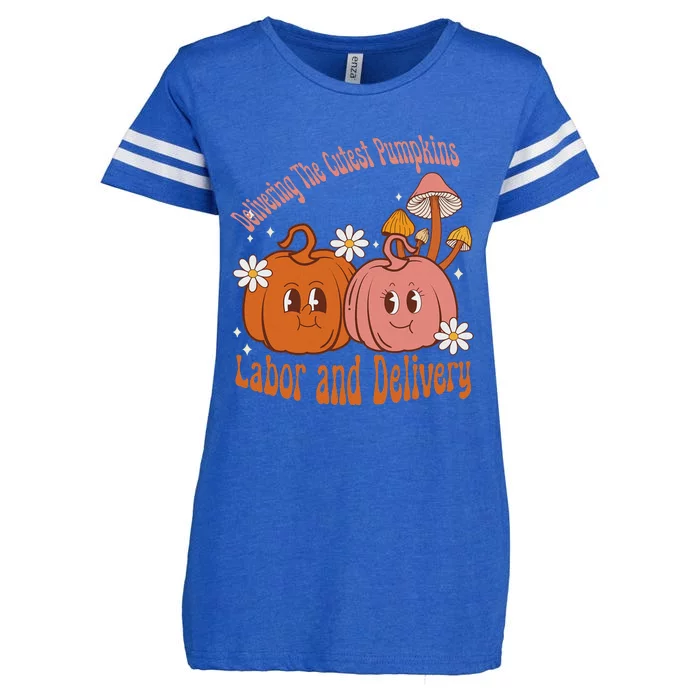 Delivering The Cutest Pumpkins Labor & Delivery Halloween Enza Ladies Jersey Football T-Shirt