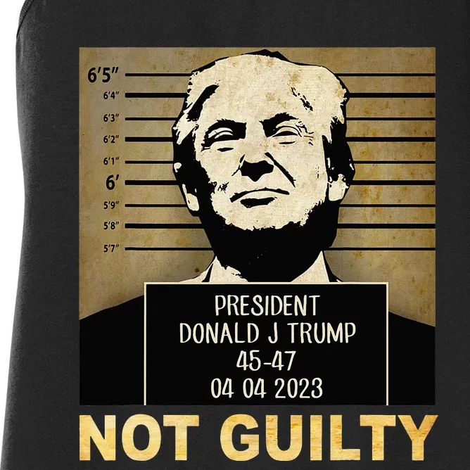 Donal Trump campaig releases mugshot Not Guilty Women's Racerback Tank