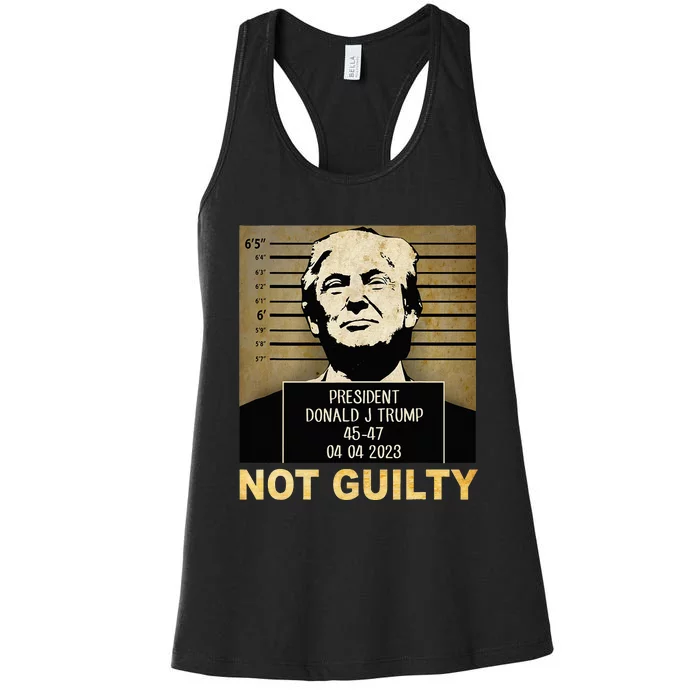 Donal Trump campaig releases mugshot Not Guilty Women's Racerback Tank