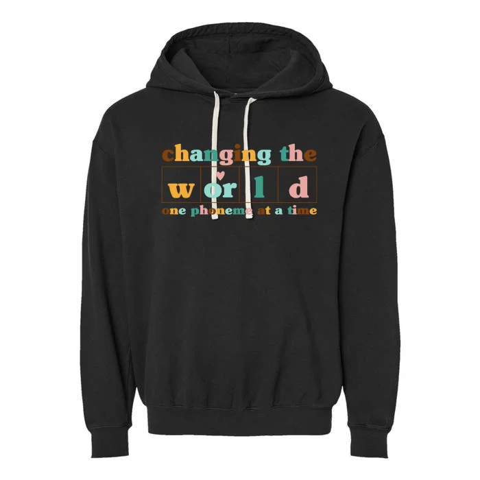 Dyslexia Teacher Changing The World One Phoneme At A Time Garment-Dyed Fleece Hoodie