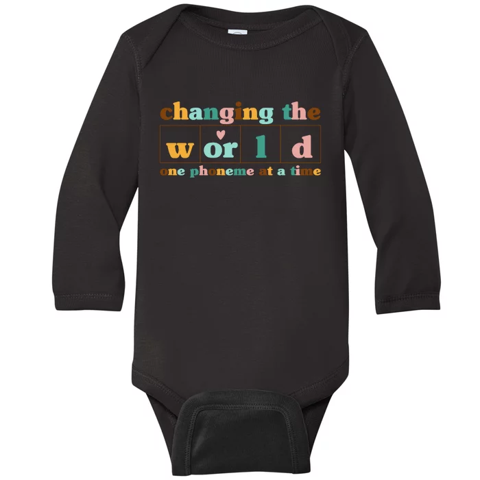 Dyslexia Teacher Changing The World One Phoneme At A Time Baby Long Sleeve Bodysuit