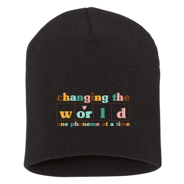 Dyslexia Teacher Changing The World One Phoneme At A Time Short Acrylic Beanie