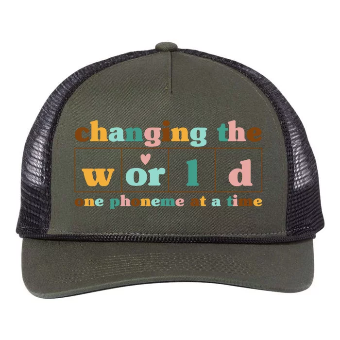 Dyslexia Teacher Changing The World One Phoneme At A Time Retro Rope Trucker Hat Cap