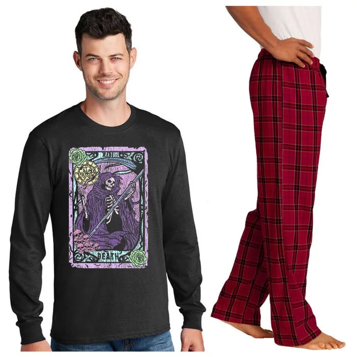 Death Tarot Card Witchcraft Occult Pastel Goth Reaper Long Sleeve Pajama Set