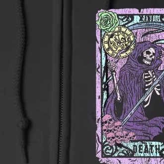 Death Tarot Card Witchcraft Occult Pastel Goth Reaper Full Zip Hoodie