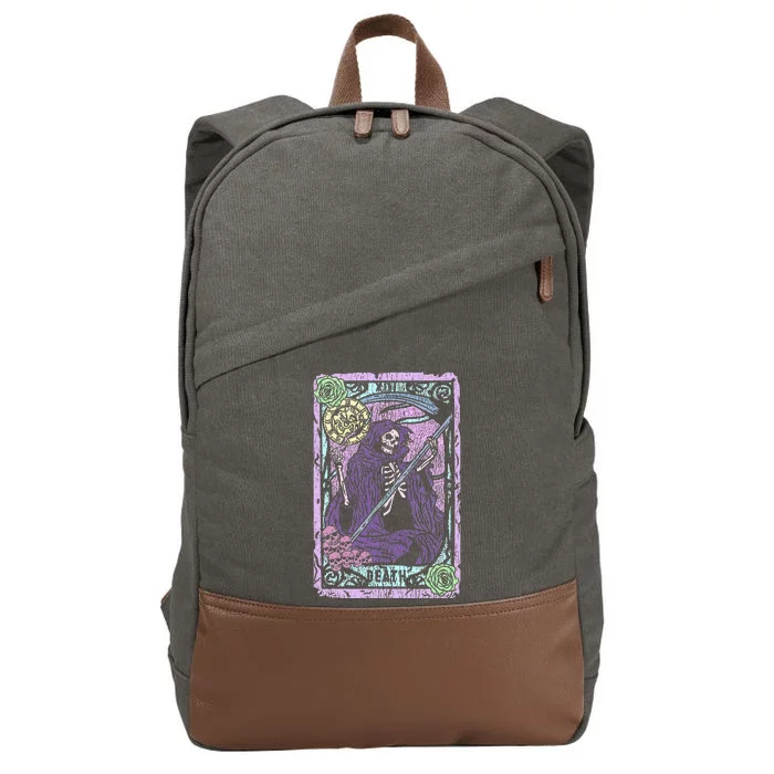 Death Tarot Card Witchcraft Occult Pastel Goth Reaper Cotton Canvas Backpack