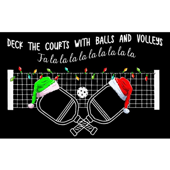 Deck The Courts With Balls And Volleys Christmas Pickleball Bumper Sticker