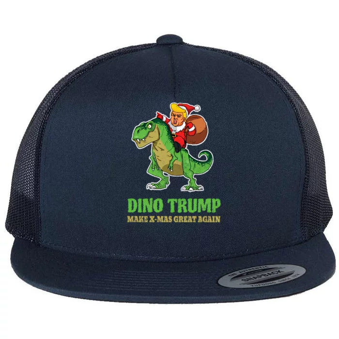 Dinosaur Trump Christmas Santa Trex Flat Bill Trucker Hat