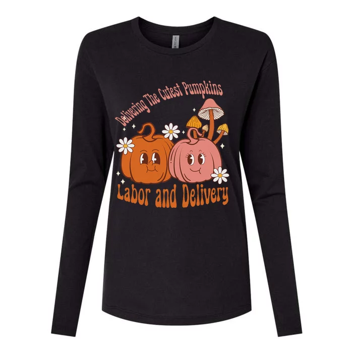 Delivering The Cutest Pumpkins Labor & Delivery Halloween Womens Cotton Relaxed Long Sleeve T-Shirt