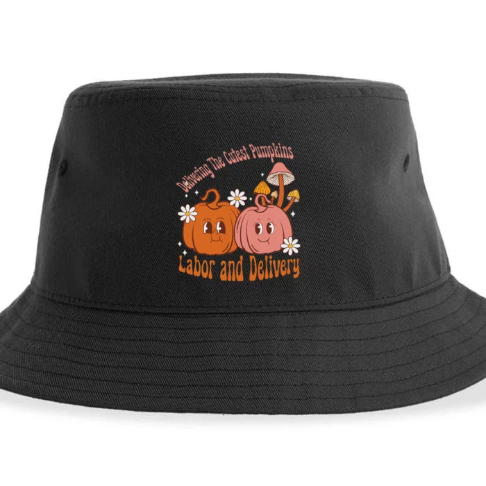 Delivering The Cutest Pumpkins Labor & Delivery Halloween Sustainable Bucket Hat