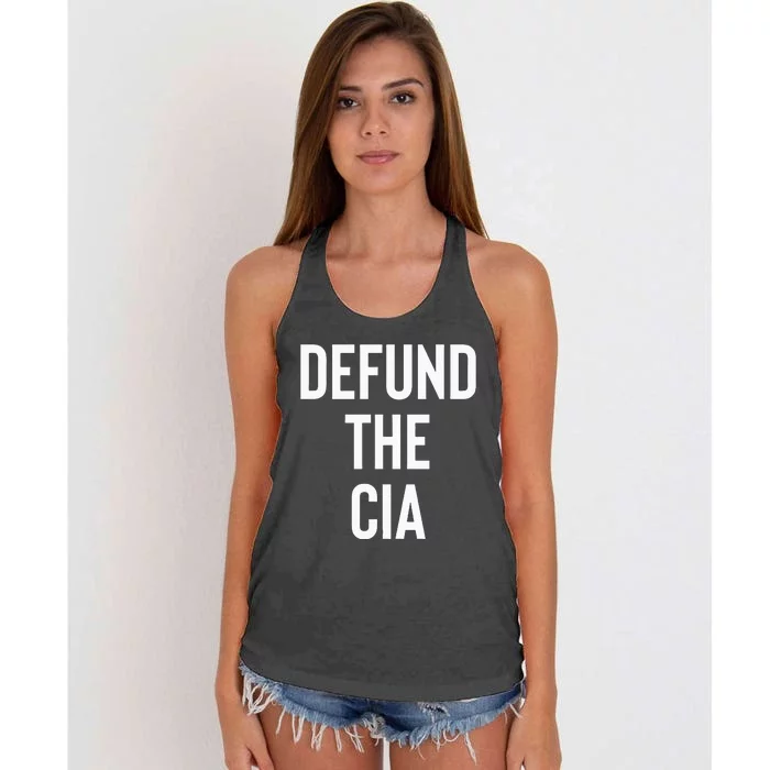 Defund The CIA Central Intelligence Agency Politics Women's Knotted Racerback Tank