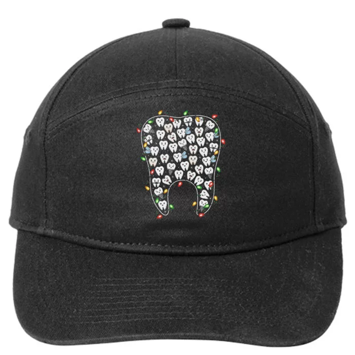 Dental Tooth Christmas Lights Dental Hygienist Dentist Xmas 7-Panel Snapback Hat