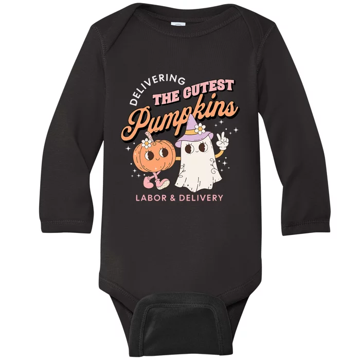 Delivering The Cutest Pumpkins Labor & Delivery Halloween Baby Long Sleeve Bodysuit