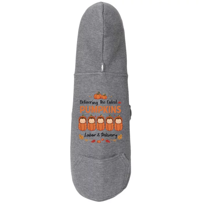 Delivering The Cutest Pumpkins Labor & Delivery Halloween Doggie 3-End Fleece Hoodie