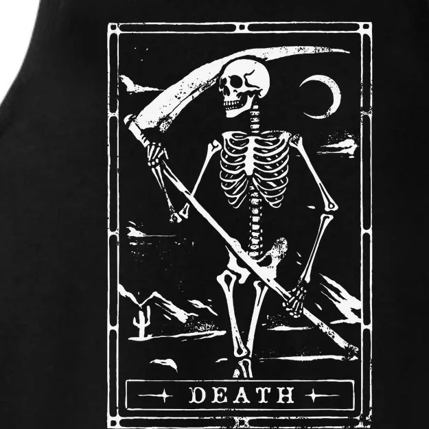 Death Tarot Card Goth Skeleton Grim Reaper Halloween Ladies Tri-Blend Wicking Tank