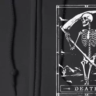 Death Tarot Card Goth Skeleton Grim Reaper Halloween Full Zip Hoodie