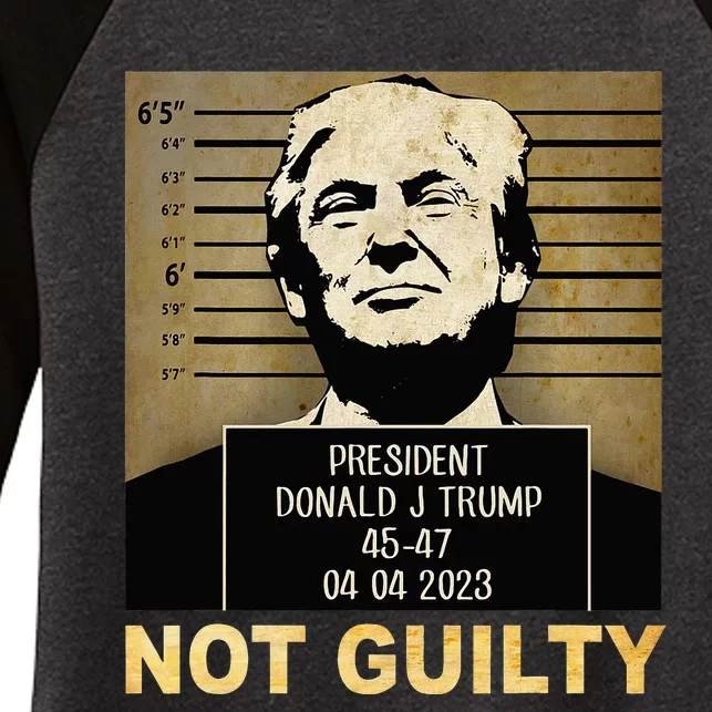 Donal Trump campaig releases mugshot Not Guilty Women's Tri-Blend 3/4-Sleeve Raglan Shirt