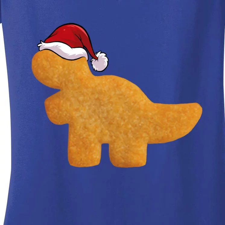 Dino Trex Chicken Nugget Funny Tyrannosaurus Christmas Funny Gift Women's V-Neck T-Shirt