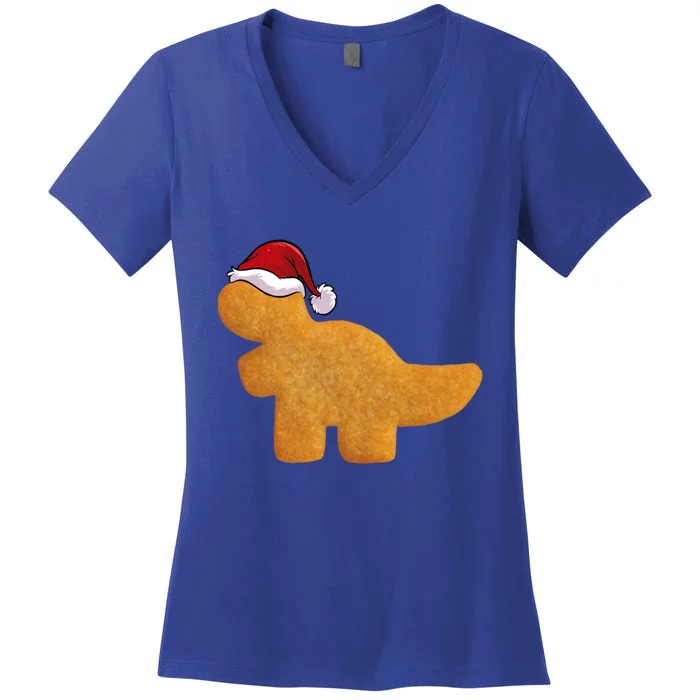 Dino Trex Chicken Nugget Funny Tyrannosaurus Christmas Funny Gift Women's V-Neck T-Shirt