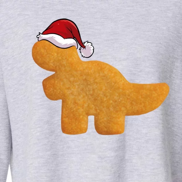 Dino Trex Chicken Nugget Funny Tyrannosaurus Christmas Funny Gift Cropped Pullover Crew