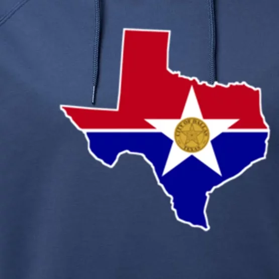 Dallas Texas City Flag Gift Performance Fleece Hoodie