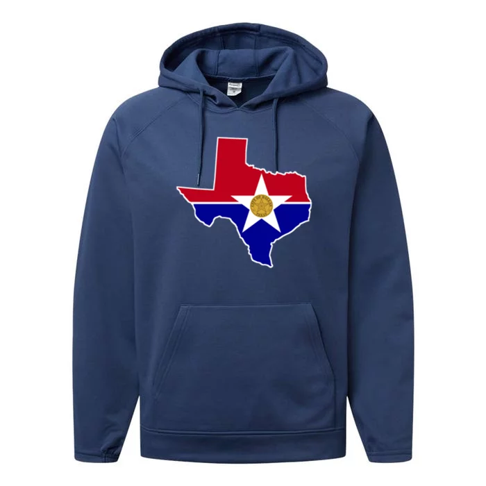 Dallas Texas City Flag Gift Performance Fleece Hoodie