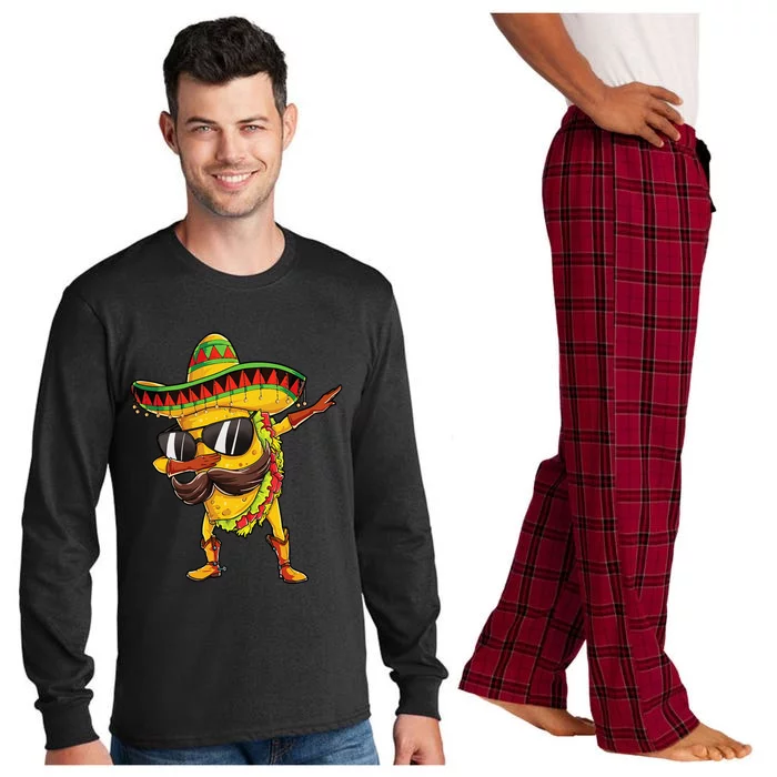 Dabbing Taco Cinco De Mayo Men Mexican Food Sombrero Long Sleeve Pajama Set