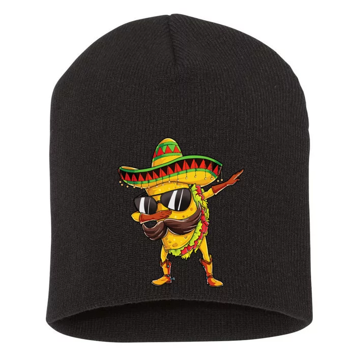 Dabbing Taco Cinco De Mayo Men Mexican Food Sombrero Short Acrylic Beanie